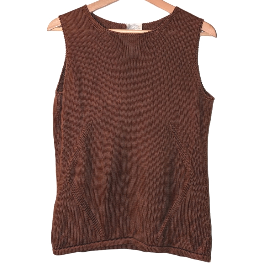 Pussers West Indies Silk Blend Knit Sleeveless Crew Neck Neutral Classic Top